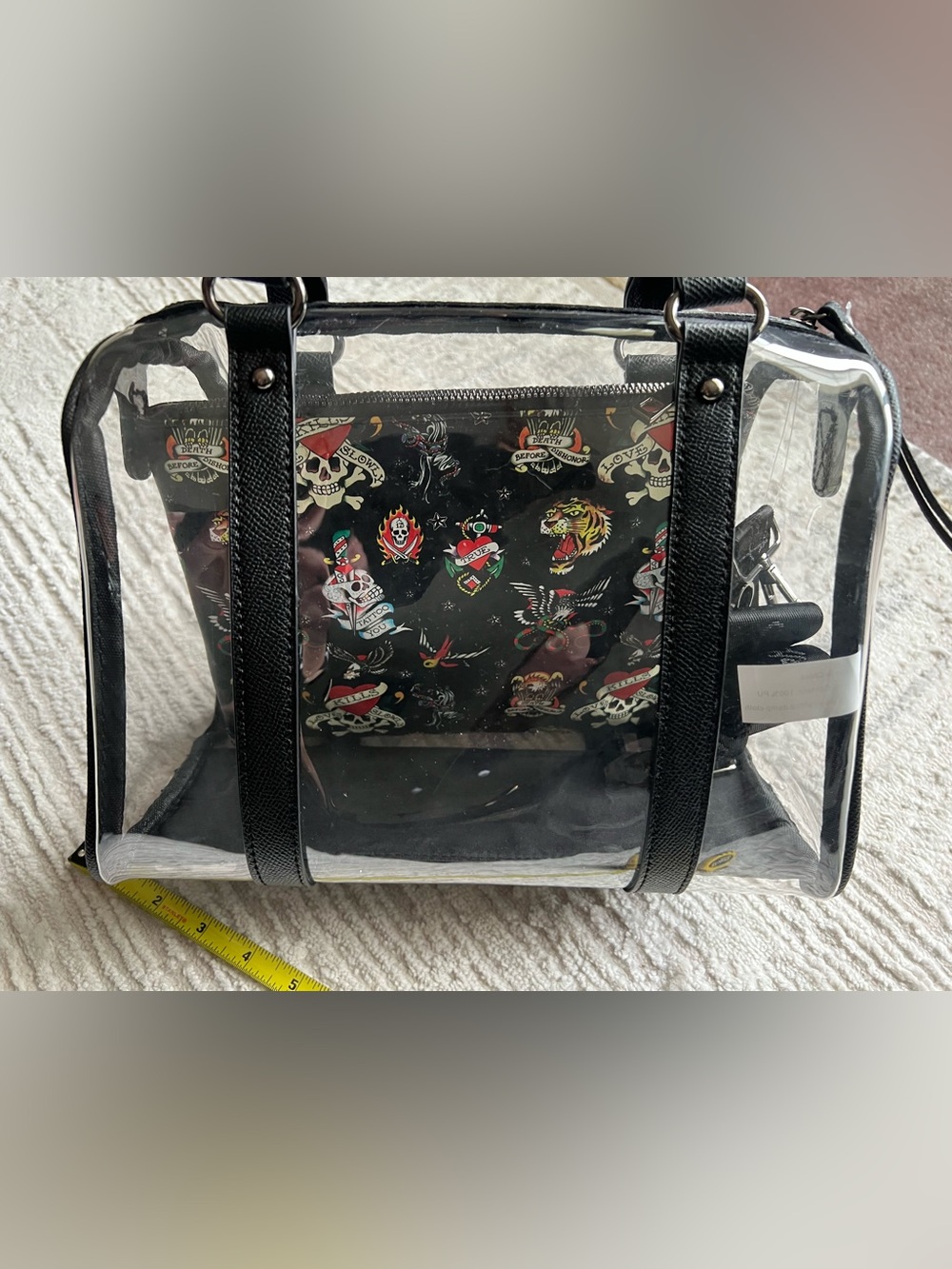Ed Hardy Black Clear Satchel Handbag - Picture 5 of 5